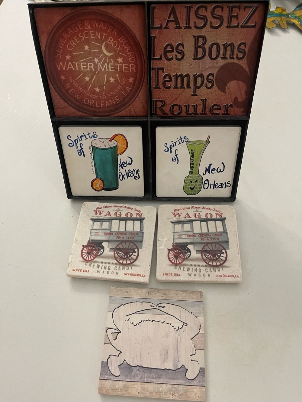 New Orleans Spirits Wall Plaque Set with Wagon Coasters